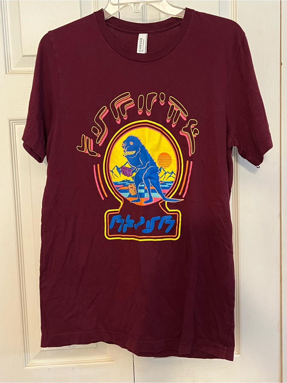 Guardians of the Galaxy Vol 3 Peter Quill Dino Canvas Maroon Graphic T-Shirt